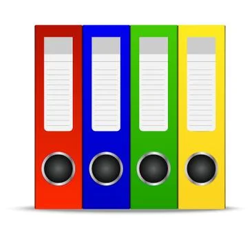 Bright folders for documents on a white background Stock Illustration