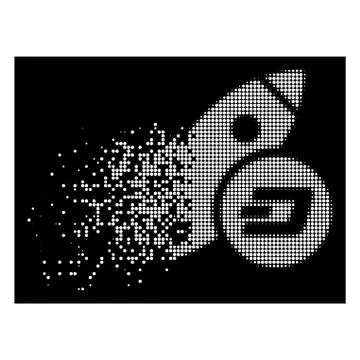 Bright Fragmented Dotted Halftone Dash Rocket Icon Illustrazione stock