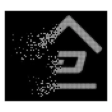 Bright Fragmented Pixel Halftone Dash Garage Icon Stock Illustration