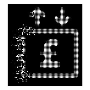 Bright Fragmented Pixelated Halftone Pound Money Elevator Icon Illustrazione stock