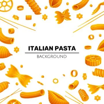 Bright frame with different types of pasta Stock Illustration