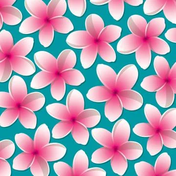 Bright frangipani pattern in vector format. Stock Illustration