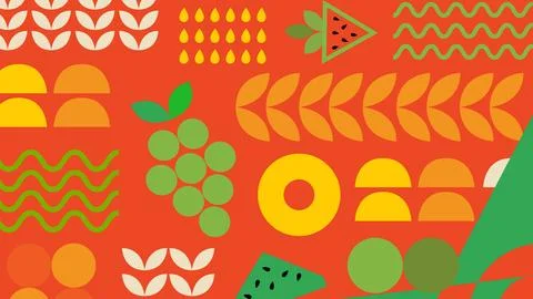 Bright Fruit Icons Background Stock Illustration