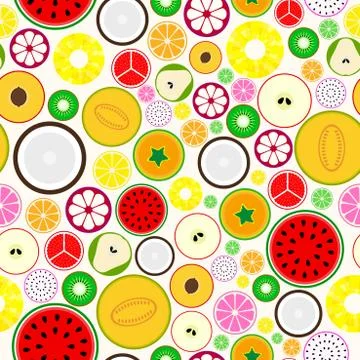 Bright fruit seamless background. Illustrazione stock