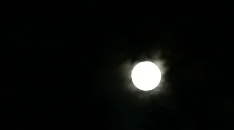 Bright Full Moon Glowing in Dark Night Sky - Luminous Night Background Stock Footage 11448269