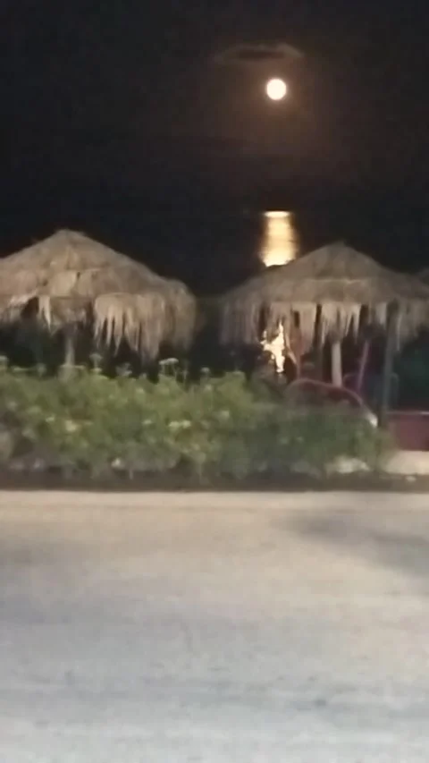 Bright Full Moon Reflected in the Evening Sea Video stock 303505492