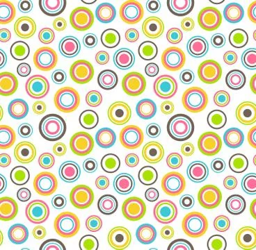 Bright fun abstract seamless pattern with multicolored circles o Stock-Illustration