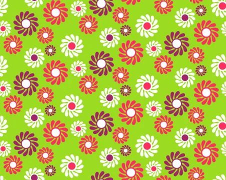 Bright Fun Abstract Seamless Pattern with Flowers Isolated on Gr Stock Illustration