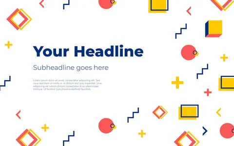 Bright Fun Memphis Design Headline With Text Description in Left Stock Illustration