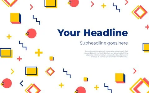 Bright Fun Memphis Design Headline With Text Description in Right Stock Illustration
