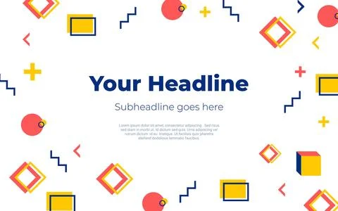 Bright Fun Memphis Design Headline With Text Description in Center Stock Illustration