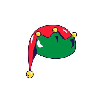 Bright funny elf hat with bells Illustrazione stock
