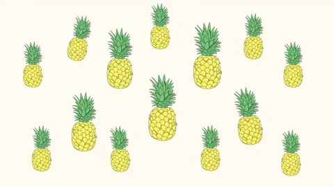 Bright funny light background with dancing yellow and green pineapples. Vj clip. Stock Footage 132106538