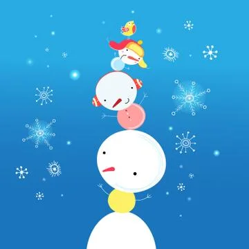 Bright funny snowman Stock Illustration