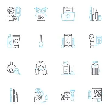 Bright future linear icons set. Hopeful, Promising, Flourishing, Optimistic Stock Illustration