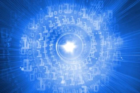 Bright futuristic binary code spiral 스톡 일러스트