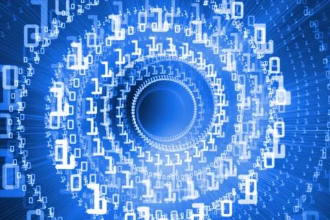 Bright futuristic binary code spiral Stock Illustration