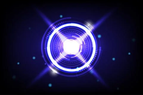 Bright futuristic digital interface with glowing blue rings Stockillustratie