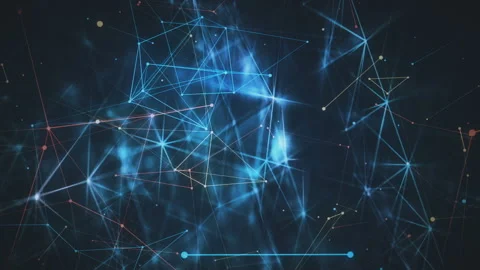 Bright Futuristic Sci-Fi Polygonal Dots Connextion Lines Motion Background Stock Footage 95370759