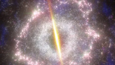 Bright galactic burst with swirling particles Stock Footage 326448506