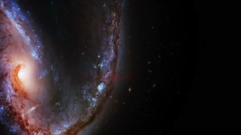 Bright galaxy lighting up a night sky in outer space Stock Footage 154377175