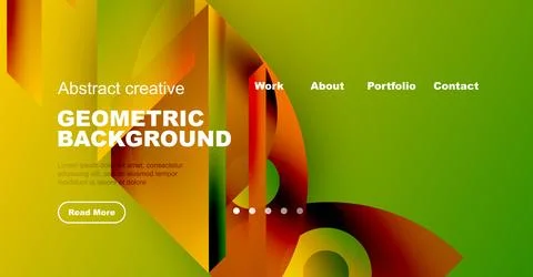 Bright geometric background design. Features vibrant colors, text elements, イラスト素材