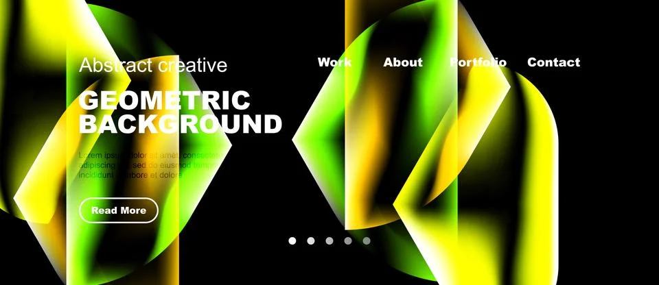 Bright geometric background design. Features vibrant yellow, green hues, text 스톡 일러스트