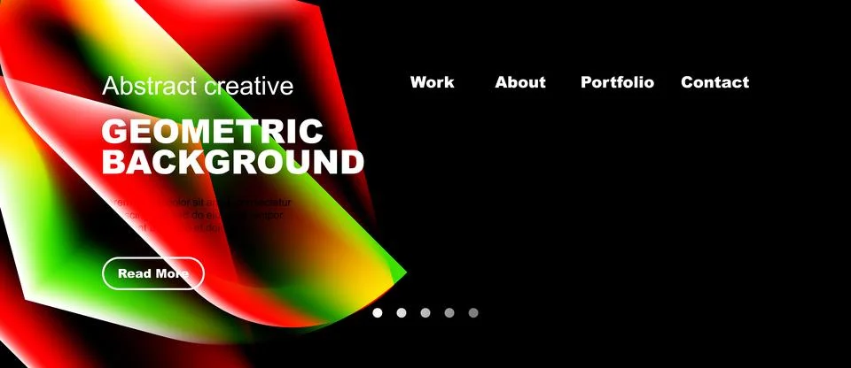 Bright geometric background dominates image. Text overlays present work, abou Stock Illustration