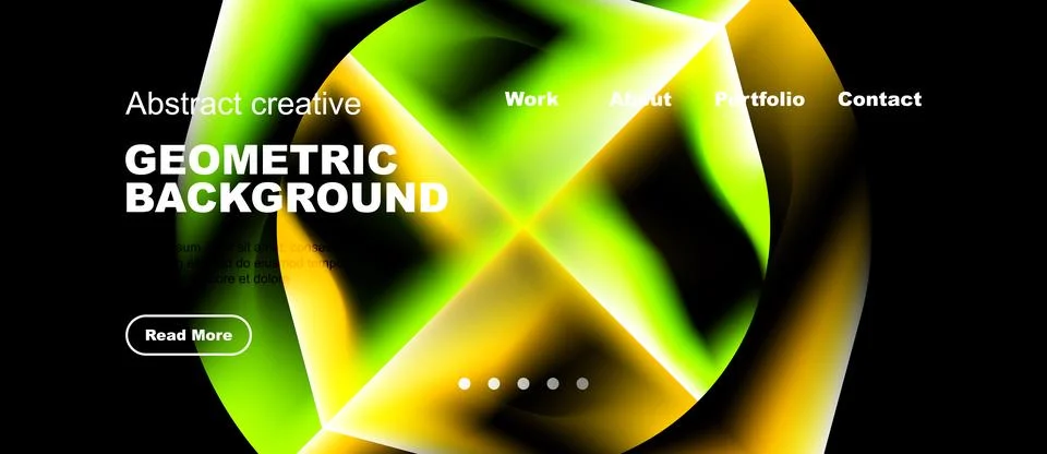 Bright geometric background features vibrant gradients, hexagon shapes, text Stock Illustration