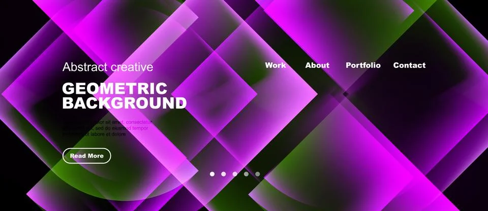Bright geometric background features vibrant pink, purple hues. Website heade Stock Illustration