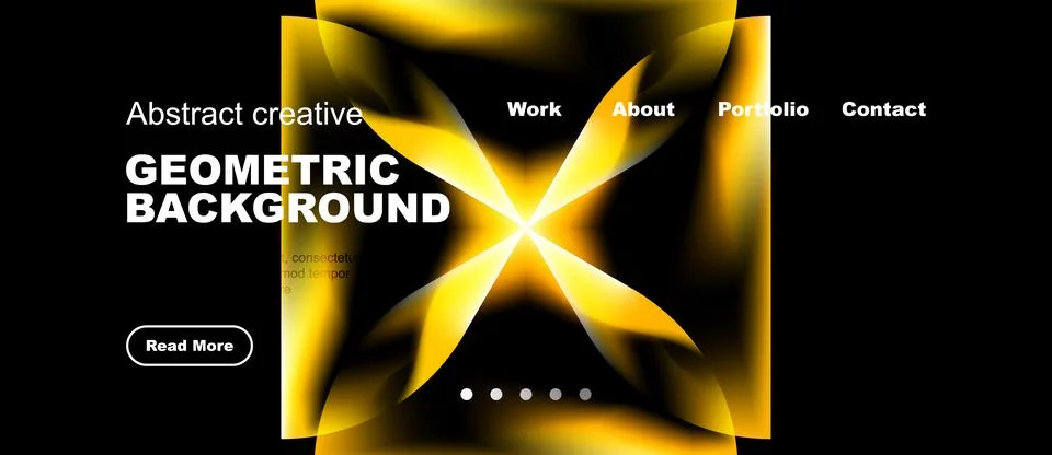 Bright geometric background with text overlay. Website navigation visible. Stock Illustration