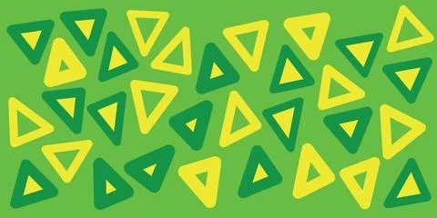 Bright geometric background with vibrant green and yellow triangle outlines. イラスト素材