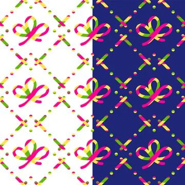 Bright geometric check seamless pattern. Dashed lines cross, festive background Illustrazione stock