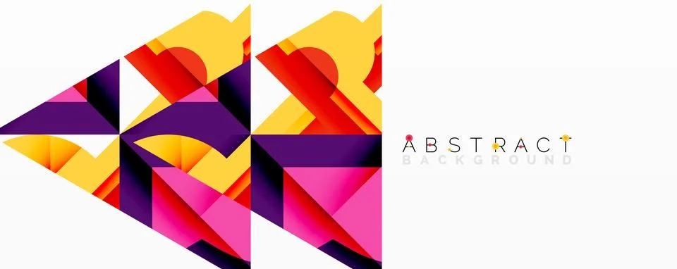 Bright geometric pattern. Colorful triangles overlap creating dynamic Stock Illustration