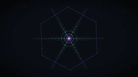 Bright geometric pattern with dots and lines on a dark background Stock Footage 337069560
