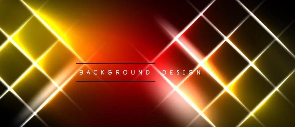 Bright geometric pattern. Golden lines intersect over red, orange gradients. Illustrazione stock