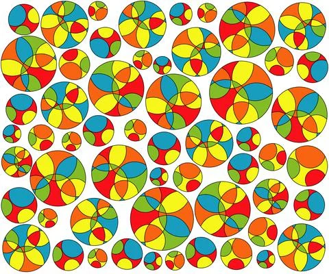 Bright geometric pattern of multicolored circles Stock Illustration