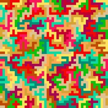 Bright geometric pixel seamless repeating pattern Stock Illustration