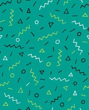 Bright geometric seamless background, 80s, 90s style Stock Illustration