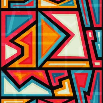 Bright geometric seamless pattern with grunge effect Stock Illustration