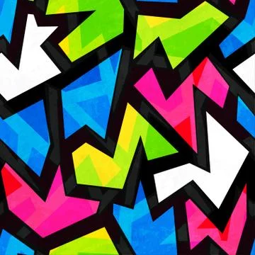 Bright geometric seamless pattern with grunge effect Stock Illustration