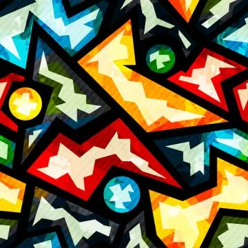 Bright geometric seamless pattern with grunge effect Stockillustratie