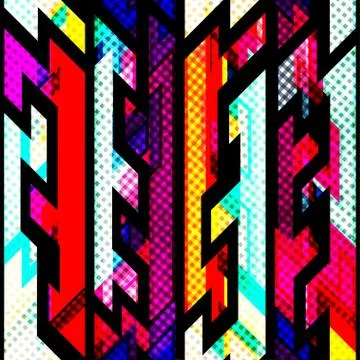 Bright geometric seamless pattern with grunge effect Stock Illustration