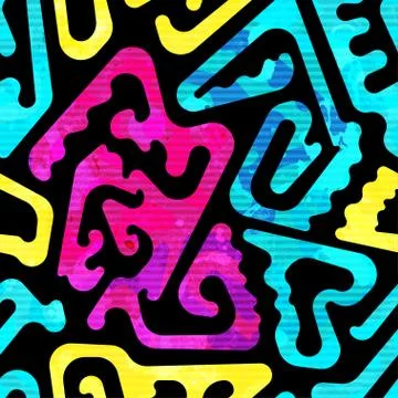 Bright geometric. Seamless pattern with grunge effect. Stock Illustration