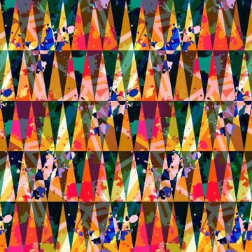 Bright geometric seamless pattern with spots of paint Stock Illustration