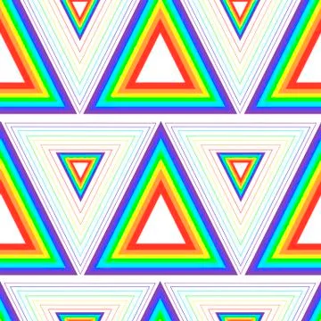 Bright, geometric seamless pattern of triangles, color rainbow Stock Illustration