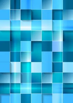 Bright geometric tech blue squares background Illustrazione stock