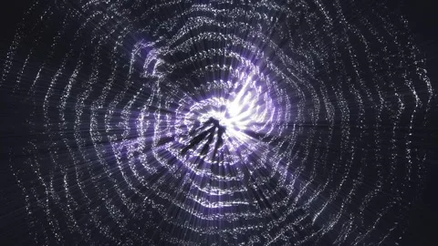 Bright geometry of circles of small shiny particles in smooth motion Stock Footage 299089313