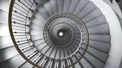 Bright glamour spiral staircase endless loop. Stock Footage