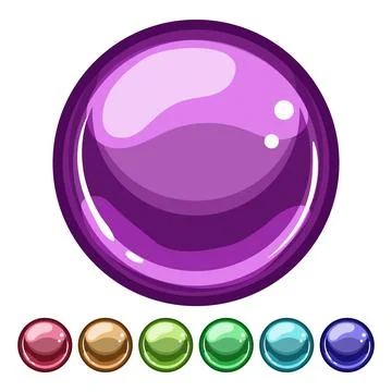 Bright glass button cartoon vector graphic 스톡 일러스트